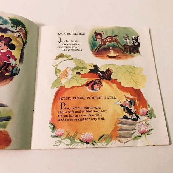 Vintage 1979 Mother Goose Rhymes Disney Read Along Book Only  No Tape - Picture 9 of 16